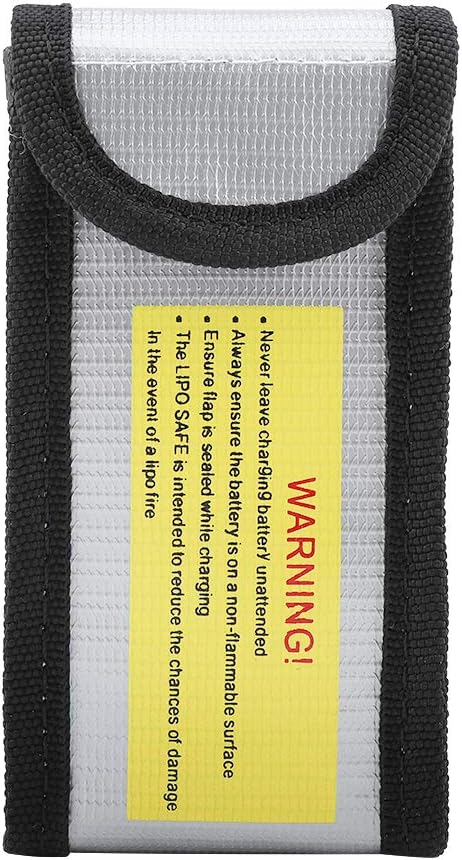 Fireproof High Temperature Battery Protective Bag Explosionproof for Charging Traveling Storage Fiberglass Black 6.5*5*12.5cm