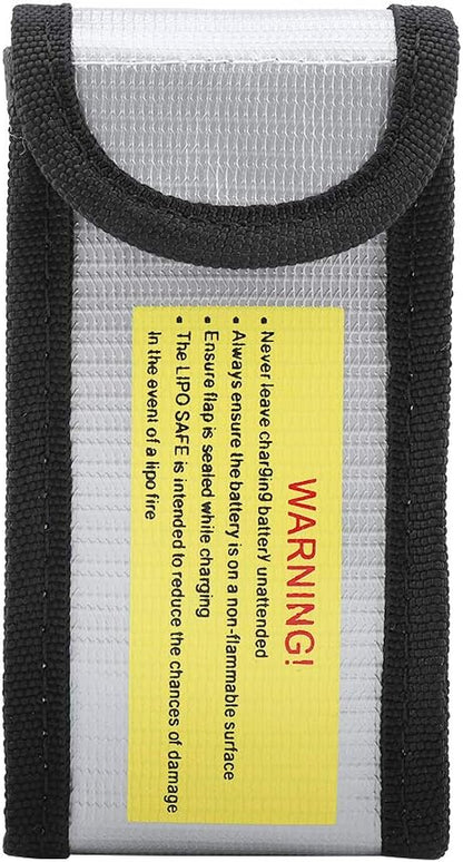 Fireproof High Temperature Battery Protective Bag Explosionproof for Charging Traveling Storage Fiberglass Black 6.5*5*12.5cm