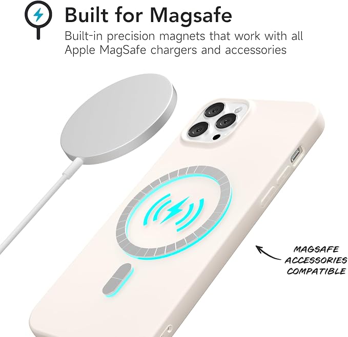 for iPhone 12 Pro Max Case Silicone Compatible with Magsafe Case, Ultra Slim Thin Magnetic Phone Cases Mag Safe, Cute Soft Rubber Gel Matte Wireless Charging Cover for Women, Beige Stone Cream
