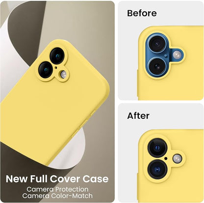 FireNova Designed for iPhone 16 Case, Silicone Upgraded [Camera Protection] Phone Case, Soft Anti-Scratch Microfiber Lining Inside, 6.1 inch, Yellow
