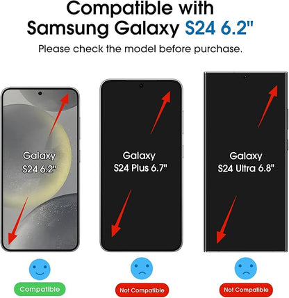 amFilm Auto-Alignment OneTouch for Samsung Galaxy S24 6.2" Screen Protector + Camera Lens Protector,Tempered Glass,30 Seconds Installation, Case Friendly , Bubble Free , Anti-Scratch [2+2 Pack]