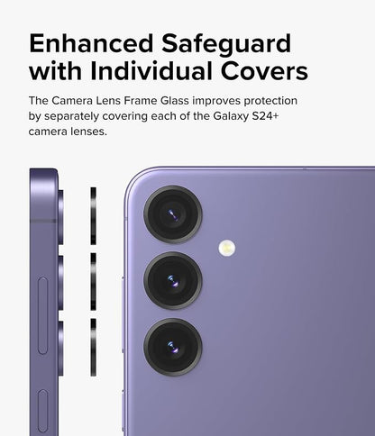 Ringke Camera Lens Frame Glass Compatible with Samsung Galaxy S24 Plus Camera Lens Protector 5G, Glass Covers and Aluminum Alloy Frames - Black