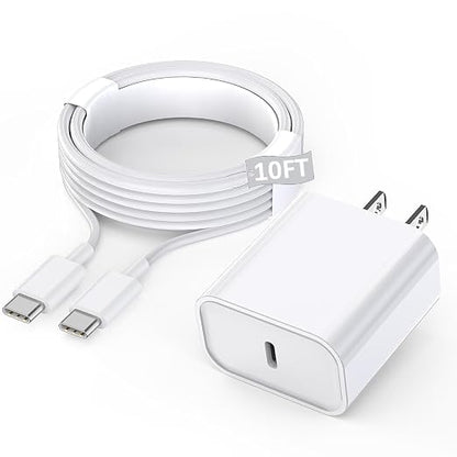 USB C iPad Fast Charger for iPad Pro 13/12.9/11 in 2025/2024/2022/2021/2020/2018,iPad Air 4th/5th Gen,Mini 6th/A17 Pro,iPad 10/A16,20W Wall Fast Charger Block with Extra Long 10FT USB C to C Cable