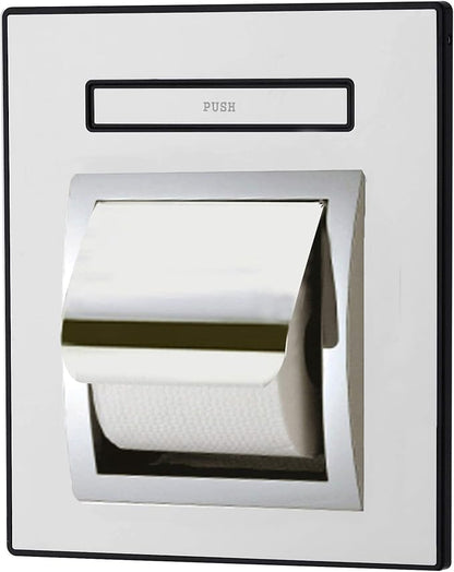 KAISERAUM Recessed Toilet Paper Holder with Pop-Out Shelf, Tissue Paper Roll Holder with Anti-Drop Phone Tray, SUS304 Stainless Steel, Chrome, GP-014TC, Max Toilet Paper Roll Size (4.13x5.5 inches)