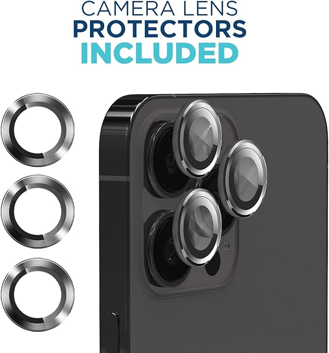 Tech Armor for Apple iPhone 15 Pro Screen Protector Glass 6.1 inch - Ballistic Tempered, Case Friendly, Easy Install, Sensor Protection, HD, 9H Hardness, 3 Pack + Bonus Camera Lens Protectors