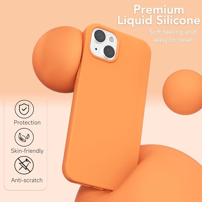 for iPhone 13 Mini/ 12 Mini Case Silicone Compatible with Magsafe Case, Ultra Slim Thin Magnetic Phone Cases Mag Safe, Cute Soft Rubber Gel Matte Wireless Charging Cover for Women, Neon Orange