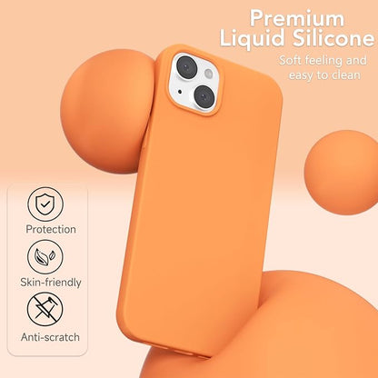 for iPhone 13 Mini/ 12 Mini Case Silicone Compatible with Magsafe Case, Ultra Slim Thin Magnetic Phone Cases Mag Safe, Cute Soft Rubber Gel Matte Wireless Charging Cover for Women, Neon Orange