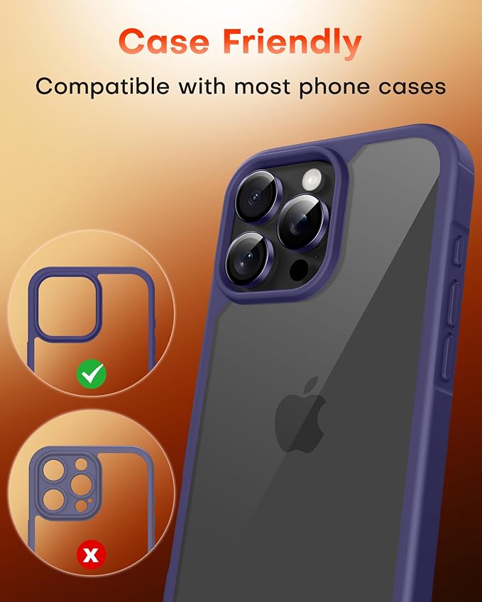 TOCOL for iPhone 15 Pro Max Camera Lens Protector/iPhone 15 Pro Camera Lens Protector Tempered Glass HD Individual Scratch Resistant Cover Accessories Case Friendly 2 Pack（Purple）
