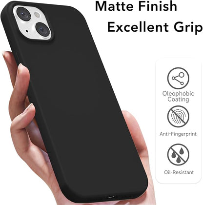 for iPhone 14/ iPhone 13 Case Silicone Compatible with Magsafe Case, Ultra Slim Thin Magnetic Phone Cases Mag Safe, Cute Soft Rubber Gel TPU Matte Wireless Charging Cover for Women, Black