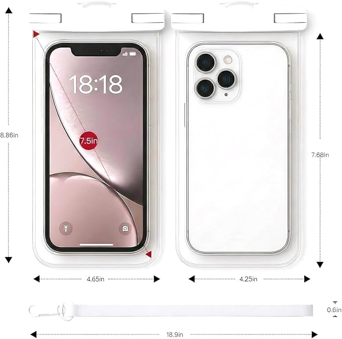 1/2 Pack Waterproof Phone Pouch Compatible with iPhone 17 16 15 Pro Max & Galaxy S24+/S23 7in Waterproof Phone Case, IPX8 Beach Travel Must Haves, Beach Essentials, Snowy White, 1 Pack