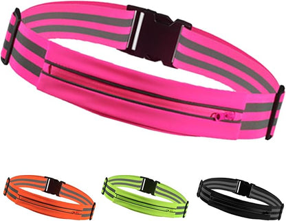 Running Belt Running Phone Belt for Women and Men Phone Holder Runners Pouch Waist Reflective Runners Money Belts Exercise Waist Workout Jogging Running Gear Accessories (Pink）