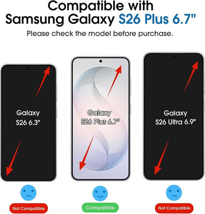 amFilm Auto-alignment OneTouch for Samsung Galaxy S26+ Plus 6.7'' Screen Protector + Camera Lens Protector, Tempered Glass, 30 seconds Installation, Bubble Free, Case Friendly, Anti-Scratch 2+2 Pack