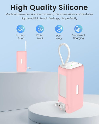 Silicone Case for TORRAS EasyGo 3-in-1 Portable Charger Power Bank,Full-Body Protective Cover for TORRAS Power Bank PB17,Precise Port Cutouts (Case Only) Pink
