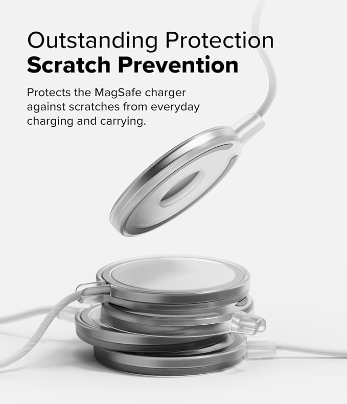 Ringke Slim Compatible with MagSafe Charger Case (Not for 2024 Version) Wireless Charging Pad Cover Designed for MagSafe Charger 15W (A2140, 1M) - Matte Clear