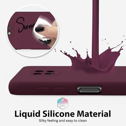 oakxco for Motorola Moto G Power 2021 Phone Case Liquid Silicone, Thin Slim Soft Rubber Gel TPU Plain Simple Cover for Women Girl Cute, Matte Solid Color, Burgundy Plum Wine