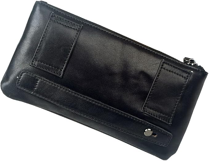KPYWZER Vintage Leather Waist Bag Fanny Pack for Men Women Hip Bum Bag Belt Slim Cell Phone Purse Wallet Vintage Retro Crossbody Sling Pouch Black