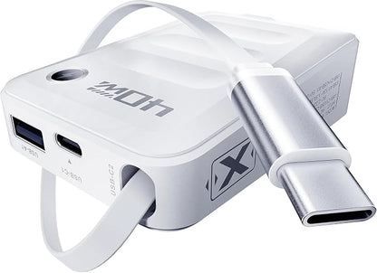 2026 ETODBUWS 3 in 1 GaN Charger,40W PD Fast Charging Blocks with Retractable Type C Cable and Dual Port Travel Charger,USB Chargers with Foldable Plug for iPhone 17/16/15,Galaxy,Pixel-White