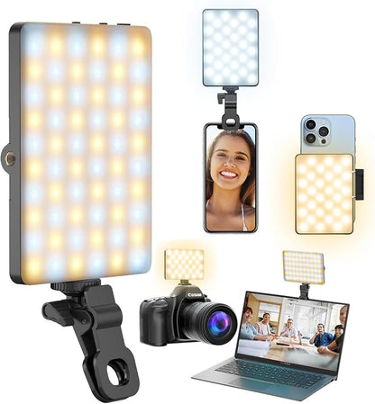 Selfie Light for Phone, 60 LED Phone Light with Rechargeable Clip and Adjusted 3 Light Modes, 2000mAh Video Light for iPhone iPad, Laptop, Makeup, TikTok, Selfie, Vlog, Video Conference