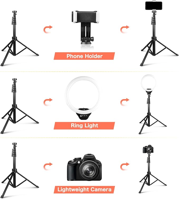 Aureday 12” LED Ring Light with Stand and Phone Holder, Video Light 3000K-6000K Dimmable Selfie Ringlight for YouTube Video/Live Stream/Makeup