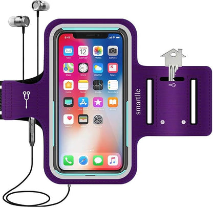 Arm Phone Holder for Running, Universal Cellphone Armband for iPhone 15 14 13 12 11 Pro/XR/XS/X/SE/8/7/6s/6, A/S/J, Up to 6.1’’, Sport Armband for Gym, Sports, Workout-Purple