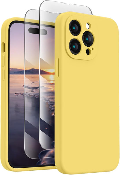FireNova Designed for iPhone 14 Pro Max Case, Silicone Upgraded [Camera Protection] Case, Soft Anti-Scratch Microfiber Lining Inside, 6.7 inch, Yellow