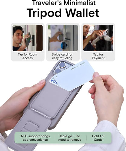 MOFT Phone Tripod Wallet for iPhone, Mulit-Angles, Lightweight & Portable Phone Stand, MOVAS Vegan Leather Magnetic Wallet, Strong Magnets, NFC Card Holder,Travel Essential, Peony (with Card Slot)