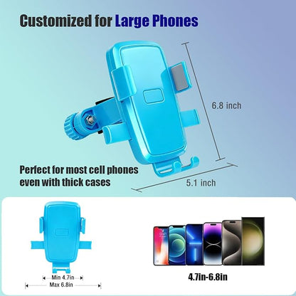 Motorcycle Bike Phone Mount, Bike Cell Phone Holder Clip, Bicycle Scooter Handlebar Clamp, for iPhone 17 16 15 14 Pro Max, Galaxy S25 S24 Ultra, 4.7-7" Phones, Blue