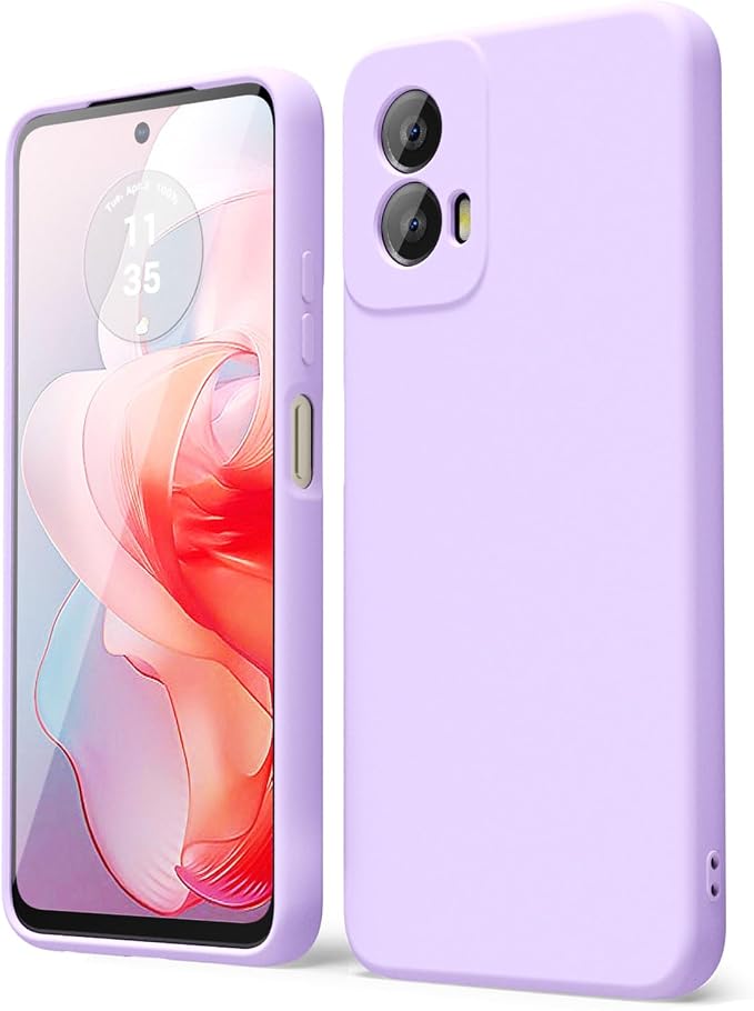 oakxco for Motorola Moto G Power 5G 2024 Phone Case Liquid Silicone, Thin Slim Soft Rubber Gel TPU Plain Simple Cover for Women Girl Cute, Matte Solid Color, Lilac Purple Lavender