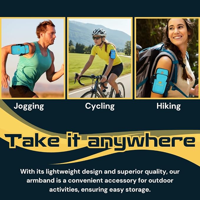 Fitizen Phone Armband for Running – Sky Blue Adjustable Water-Resistant Arm Band for iPhone & Android – for The Active Citizen, Secure Workout Phone Holder for Jogging, Gym, & Walking by FitNation