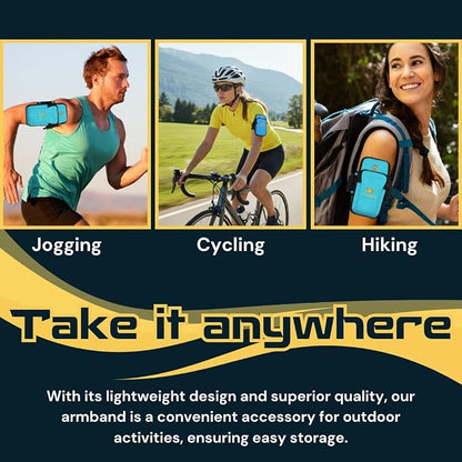 Fitizen Phone Armband for Running – Sky Blue Adjustable Water-Resistant Arm Band for iPhone & Android – for The Active Citizen, Secure Workout Phone Holder for Jogging, Gym, & Walking by FitNation