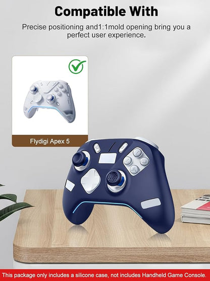 Silicone Protective Case for Flydigi Apex 5 Wireless Controller, Full-Body Protective Cover with Precise Cutout, Shockproof Dustproof Protector Sleeve & Scratch-Resistant Sleeve (Blue)