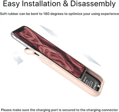 DESTEK Battery Case for iPhone 11, Real 4500mAh Ultra Slim Portable Charging Case Protective Rechargeable Charger Case Compatible w/Wire Earphones (6.1 inch/Pink)