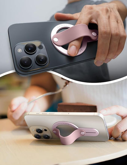for MagSafe Phone Grip for iPhone - Magnetic Phone Ring Holder Detachable for iPhone 17 - Comfortable Finger Phone Loop Grip for Apple 16/15/14/13/12,Pink
