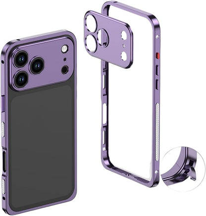 Thin Metal Frame Heat Dissipation Case with Lens Protector Slim Hard Titanium Shockproof for iPhone 17/16/15/14 /13 (Purple,for iPhone14Promax)