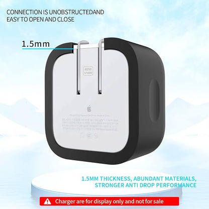 40W Soft Silicone Power Sleeve Case Compatible with Apple 40W Dynamic Power Adapter with 60W Max, Charger Accessories Silicone Case Cover, Scratch Proof Anti-Fall Shockproof Skin Sleeve, Black