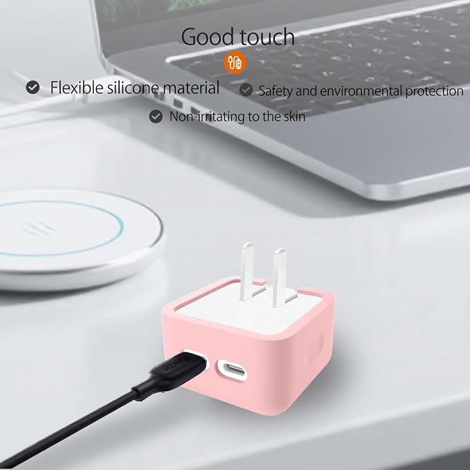 Case for Apple 35W Power Adapter,NOUKAJU Silicone Protective Cover,Drop-Proof,Scratch-Proof,Shock-Proof,Protective Case for Apple 35W Charger(Pink)