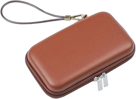 Portable Hard Shell Travel Organizer Case, Waterproof Shockproof Electronics Carrying Case for Tech Gadgets, 7.1x3.9 inch Brown, Purse-Friendly for Everyday Carry & On-the-Go (Case Only)