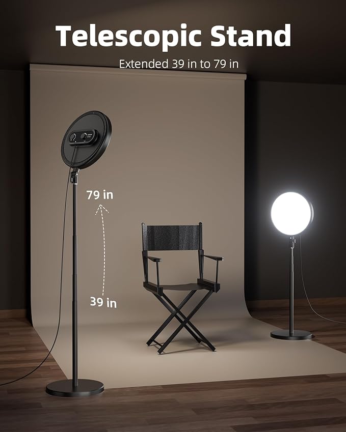 TODI Large Ring Light with 79" Stand, 6500K Full-Screen Selfie Ring Light with Stand and Phone Holder, Professional Big Ring Light for TikTok Light, Barber, Stream, Video, YouTube, Makeup, Photography