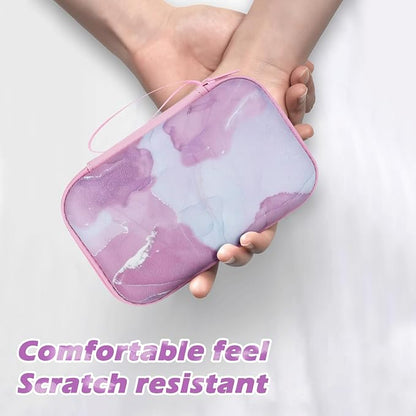 CameCosy DIY Phone Charger Cover Storage Sets USB Earphone Wire Saver Cable Organizer with Travel Storage Bag, Soft Cute Cable Protector Cord Organizer Compatible for iPhone(Pink Marble)