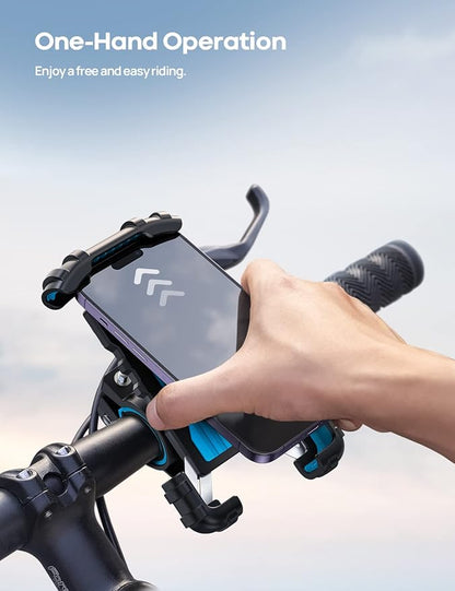 Lamicall Bike Phone Holder, Motorcycle Phone Mount - Motorcycle Handlebar Cell Phone Clamp, Scooter Phone Clip for iPhone 14 Plus/Pro Max, 13 Pro Max, S9, S10 and More 4.7" - 6.8" Smartphones, Blue
