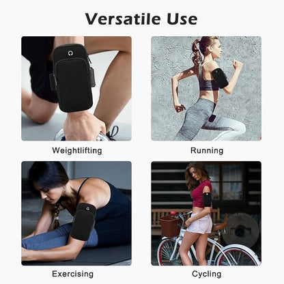 Phone Holder for Running, Universal Adjustable Arm Band Key Card Bag Fit Gym Jogging Hiking Running Exercise Walking Workout, Running Armband for Phone Under 7 Inch(Black)