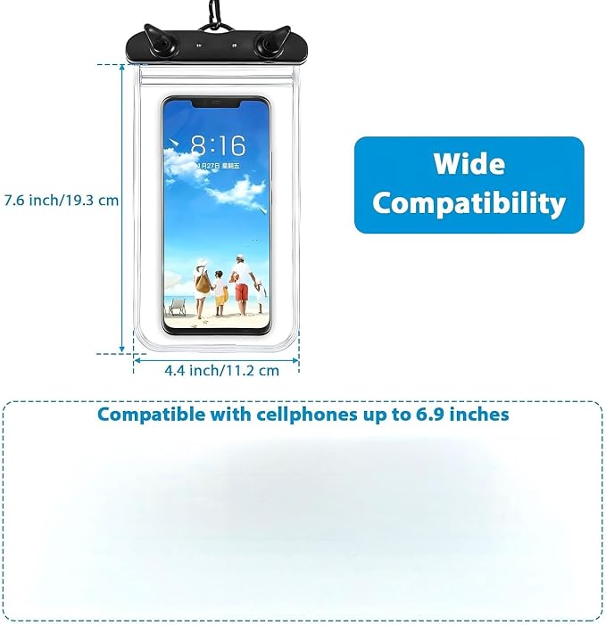 Frienda 12 Pieces Universal Waterproof Phone Pouch Underwater Case Clear Cellphone Dry Bag with Lanyard Outdoor Beach Swimming Snorkeling Bag for Smartphone up to 6.9 Inch (Multi-Color)