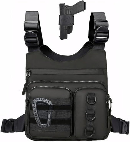 Criuage Outdoor Chest Bag for Men, Lightweight Running Vest with Water Bottle Pocket, EDC Chest Pack for Hiking, Cycling