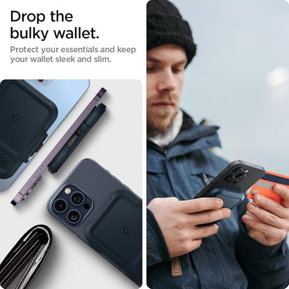 Spigen for MagSafe Wallet, Heavy Duty Hardshell Magnetic Card Holder Compatible with iPhone 17/16/15/14/13/12 Pixel 10 Series MagSafe-Cases Pixelsnap Holds 5-6/7-8 Cards