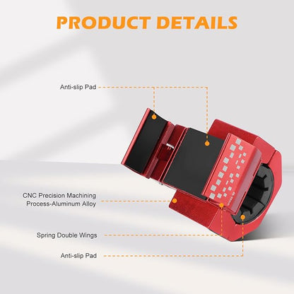 Phone Holder for Bike - Aluminum Alloy Bike Phone Mount Holder,360° Adjustable Handlebar Cellphone Stand-Horizontal & Vertical Screen Shooting, Ebike Accessories Fit for Motorcycle/Scooter,Red 88001C