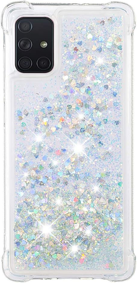 Liquid Phone Case für Galaxy A71 Glitter, Women Girls Bumper Case Bling Waterfall Liquid Case Resistant Silicone Back Case Glitter Protective Cover Shockproof Compatible with Samsung Galaxy A71