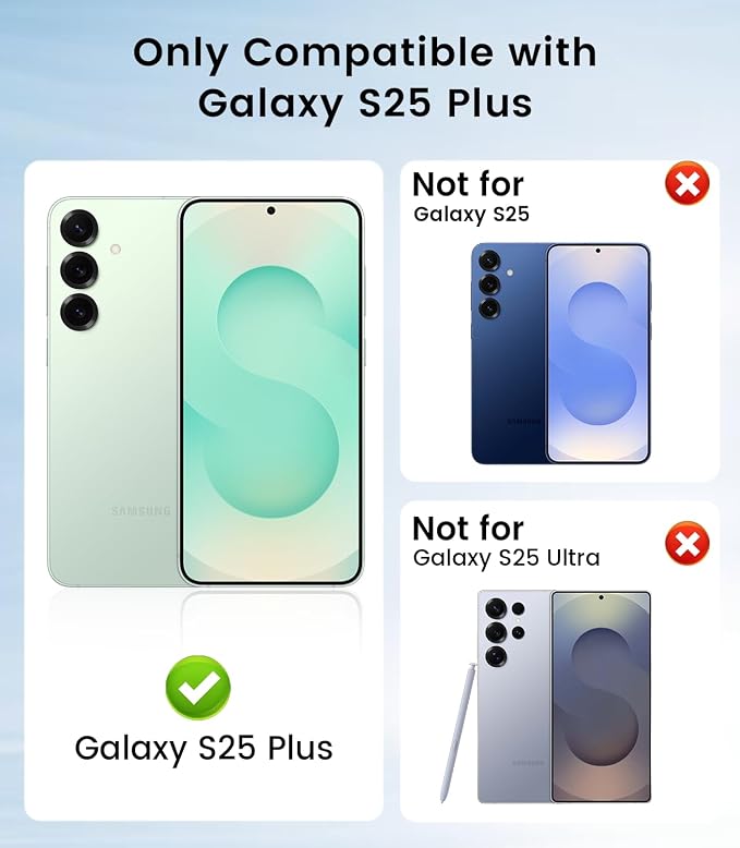Slim Thin for Samsung Galaxy S25 Plus Clear Case, Compatible with MagSafe, Built-in Camera Lens Protector, Shockproof Protective Phone Case, Electroplated Bumper Cover, Sapphire Blue