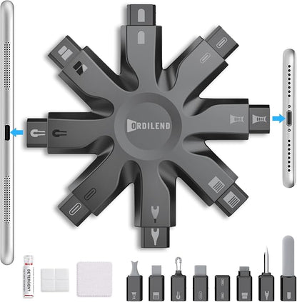 Ordilend Phone Cleaning Kit, Charging Port & Speaker Cleaner for iPhone Android iPad, Dust Removal Tool for Lightning Port, Headphone Jack, Smartwatch, Electronic Cleaning Kit