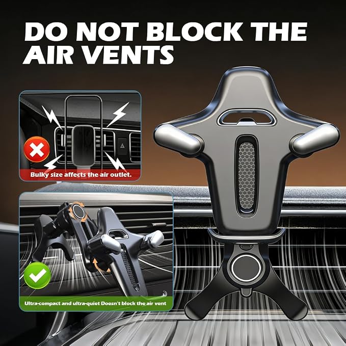 2026 Upgraded Car Vent Phone Mount,360° Rotatable & Retractable Air Vent Phone Holder for Car Fit 4.7-7.2" Phones,Universal Cars Phones Holder Vents for Horizontal/Vertical Vents