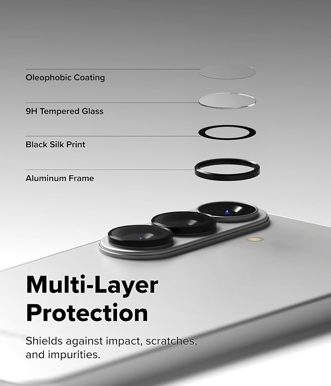 Ringke Camera Lens Frame Glass for Samsung Galaxy S26 and S26 Plus Camera Lens Protector [Individual Lens Covers] Tempered Glass Covers and Aluminum Alloy Frames - 2 Pack